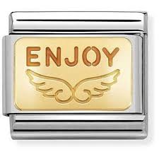 NOMINATION Angel Wings 'Enjoy' Gold  03028437 COMP Classic PLATES st/steel, enamel & 18ct gold (Enjoy Life Angel)