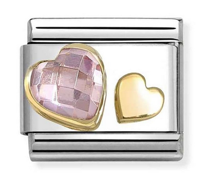 NOMINATION Pink Cz 'Hearts' Gold 03061306