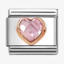 NOMINATION Rose Gold Pink Faceted Cz Heart 430607003