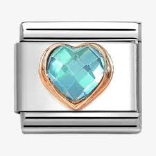 NOMINATION Rose Gold Light Blue Faceted Cz Heart 430607006