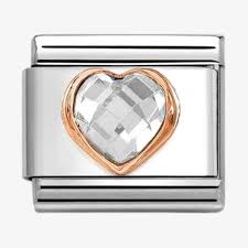 NOMINATION Rose Gold White Faceted Cz Heart 430607010