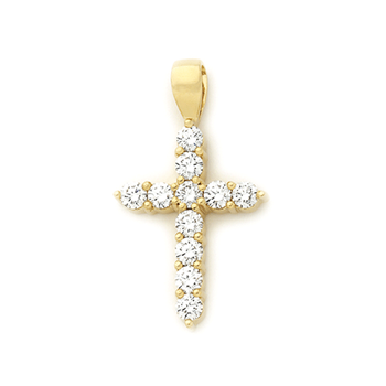 18ct Gold Claw Set Cross Pendant