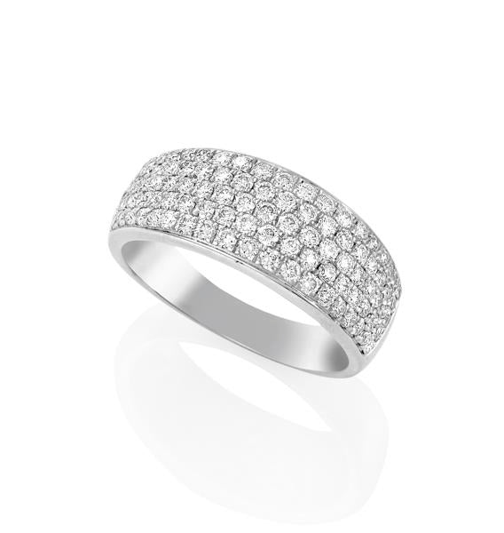 18ct White Gold Dome Micro Pave Set Round Brilliant-cut Diamond Ring