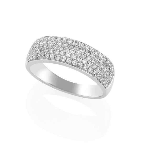 18ct White Gold Dome Micro Pave Set Round Brilliant-cut Diamond Ring