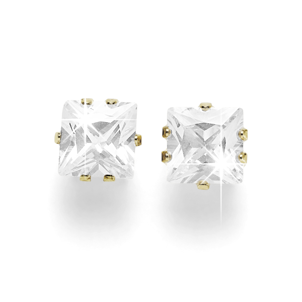 9ct 6mm Princess-cut CZ Earrings