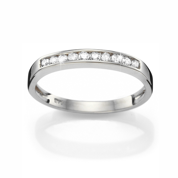 9ct White Gold 0.10ct Diamond Band