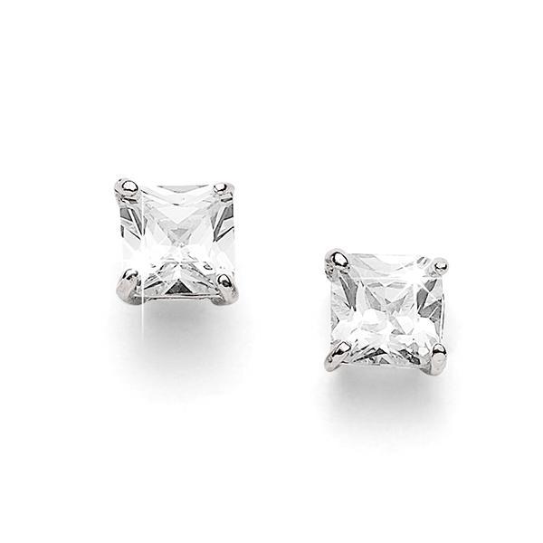 Silver 8mm princeSterling Silver cut cubic zirconia studs