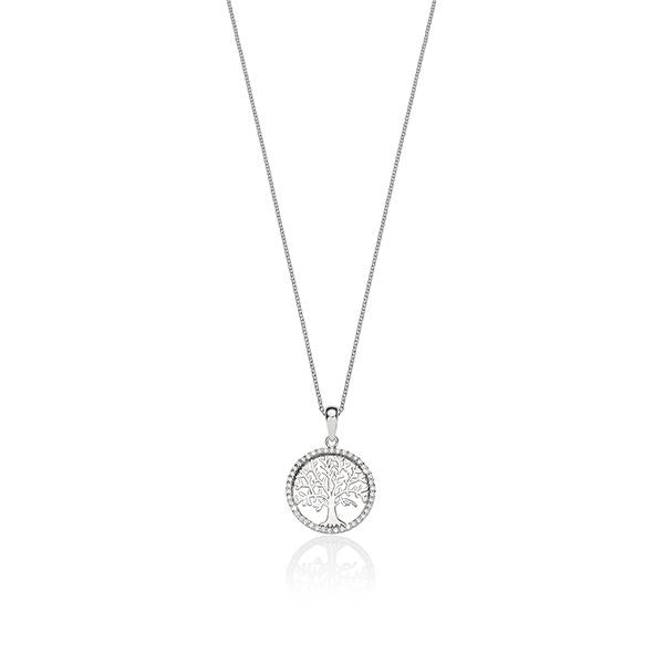 Sterling Silver Cubic Zirconia Tree Of Life Necklace