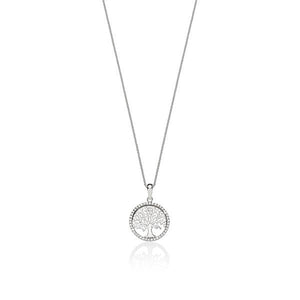 Sterling Silver Cubic Zirconia Tree Of Life Necklace