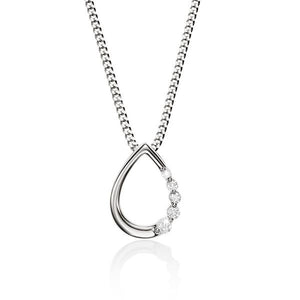 9ct White Gold Tear Drop Diamond Slider Pendant