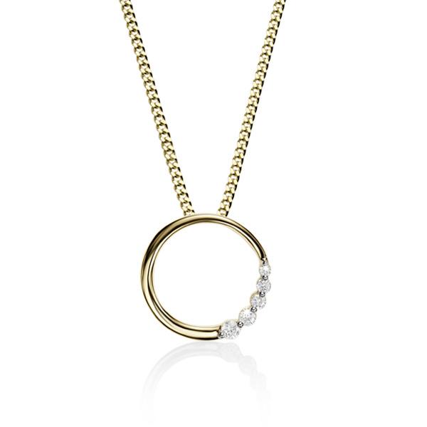 9ct Yellow Gold Circle Diamond Slider Pendant