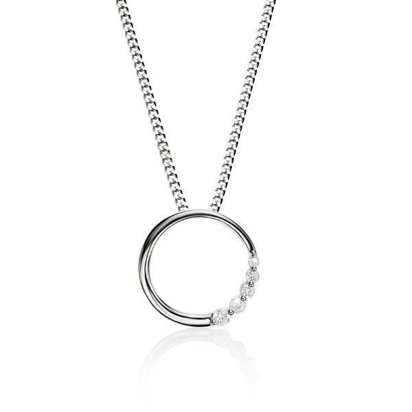 9ct White Gold Circle Diamond Slider Pendant