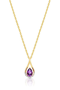 MP5867 9ct YG Amethyst (Pear 7x5mm) and diamond 0.005ct pendant (7106961473700)