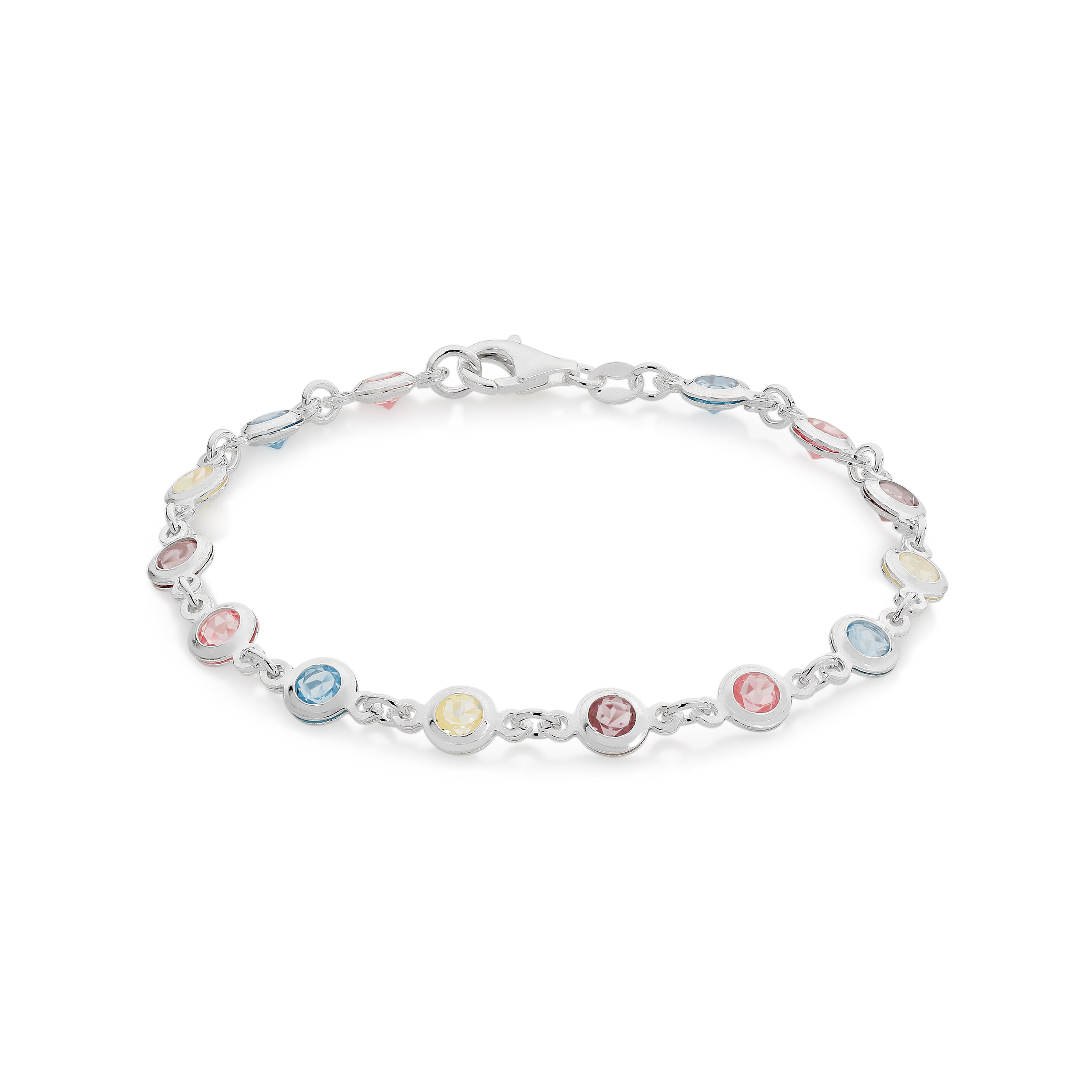 MP5924 Sterling silver Swarovski crystal round bezel bracelet