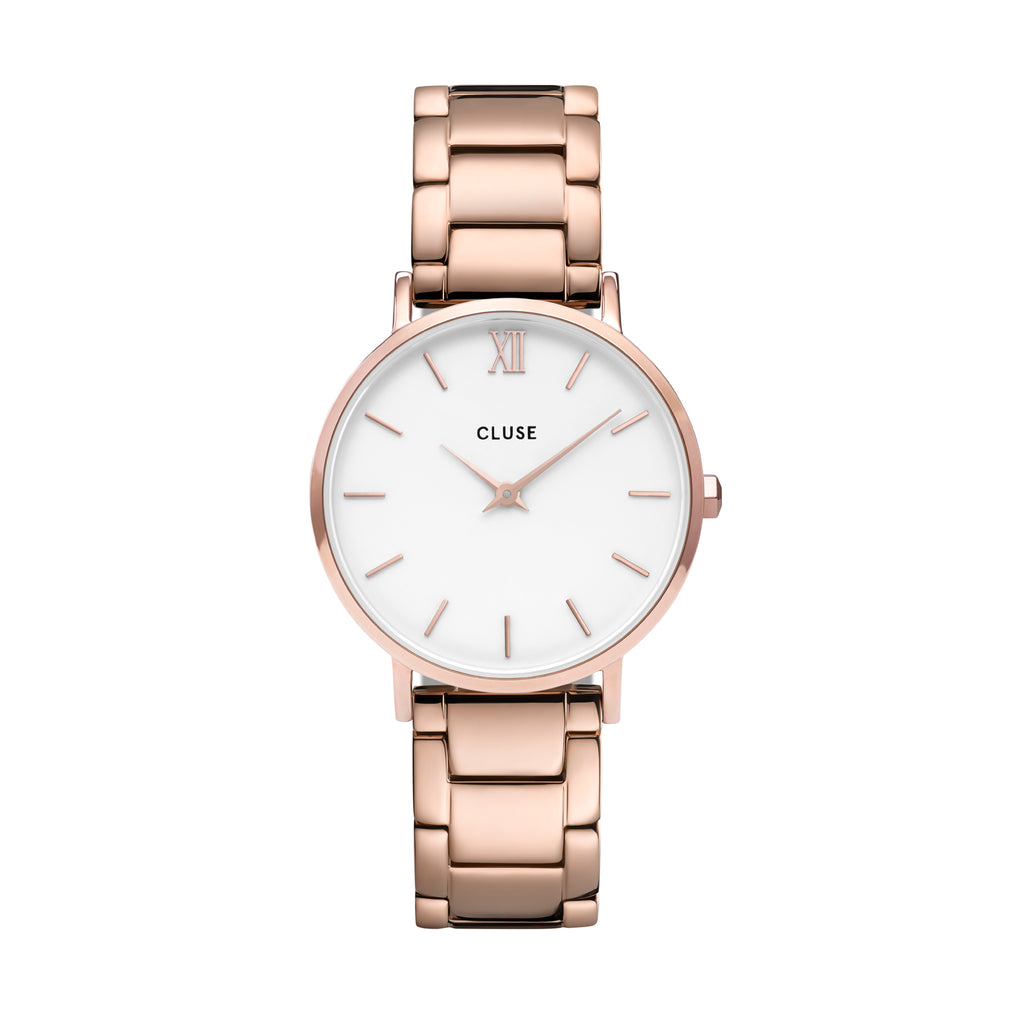 CLUSE- Minuit 3 link Rose Gold, White /Rose Gold