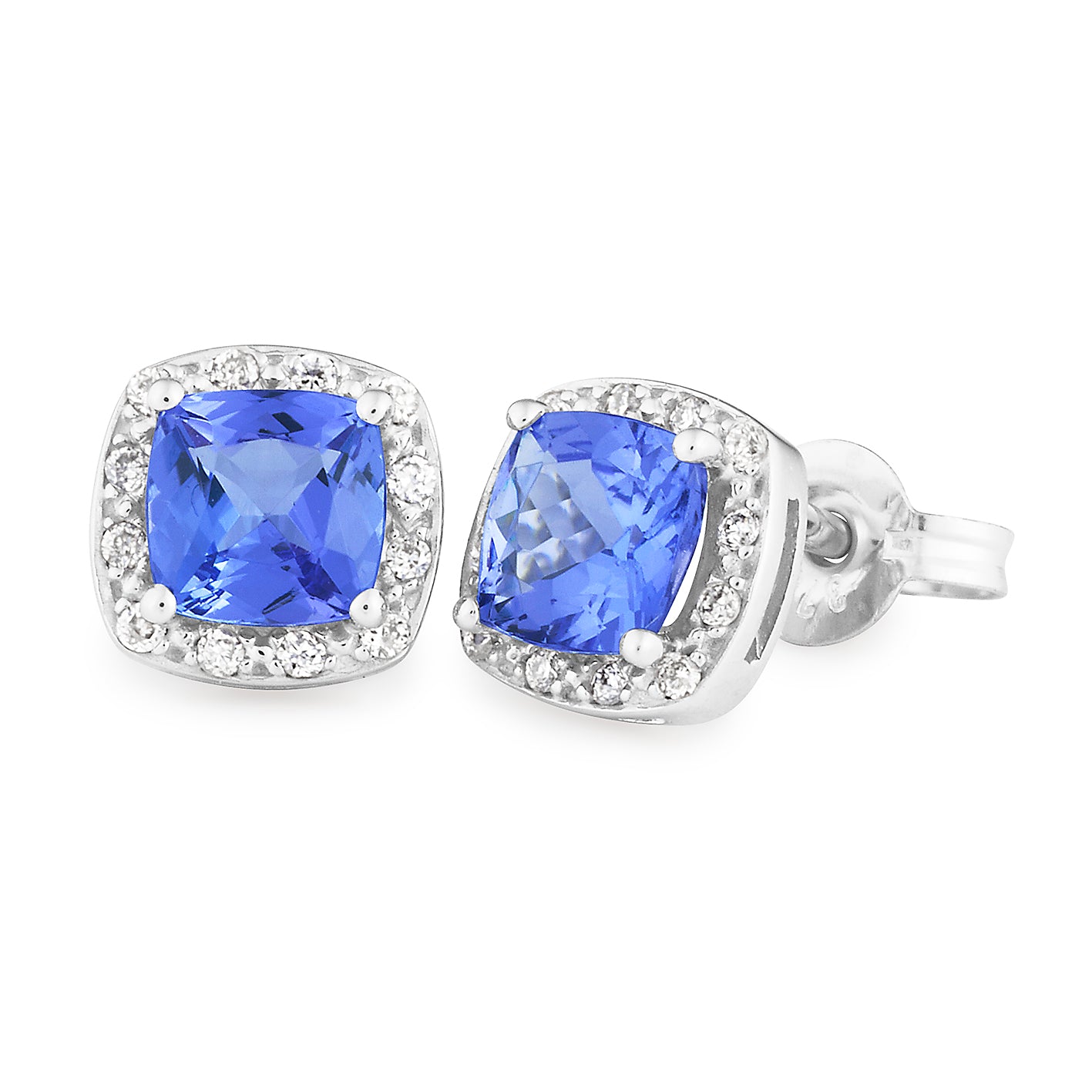 Tanzanite & Diamond Stud Earring