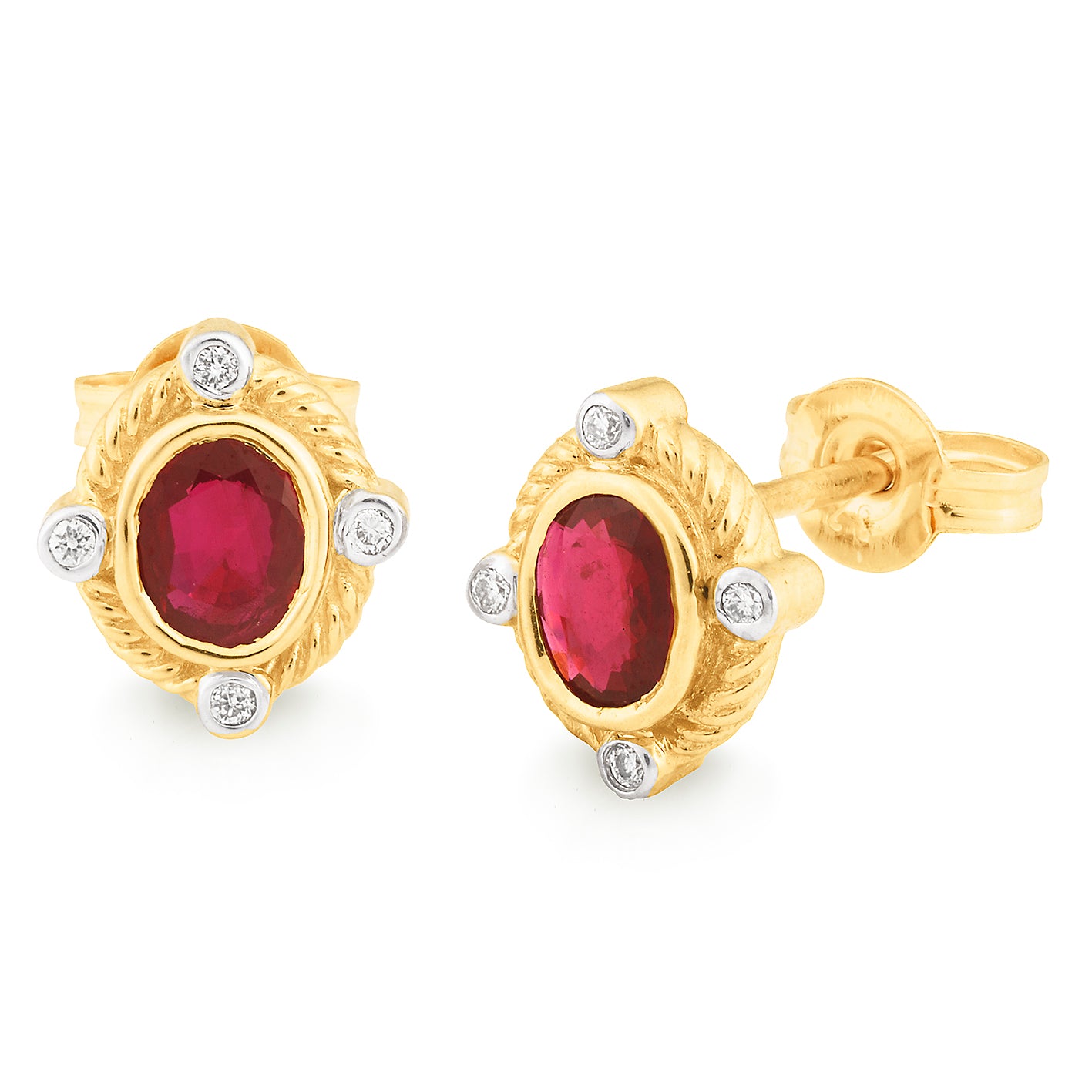 Ruby & Diamond Stud Earring