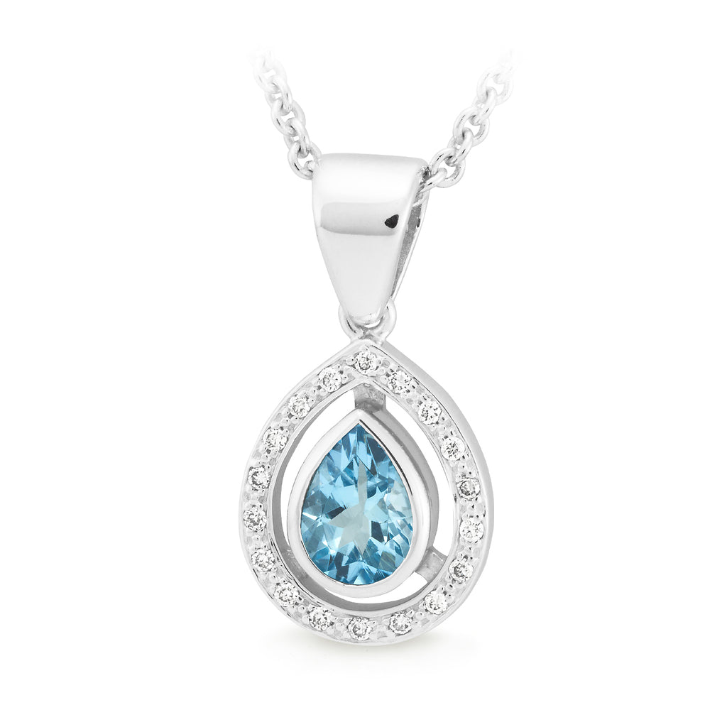 Aquamarine & Diamond Pendant