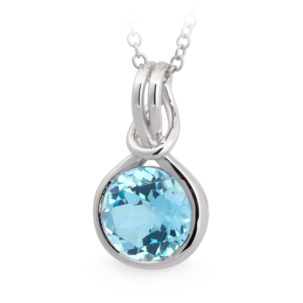 Blue Topaz Bezel Set Pendant