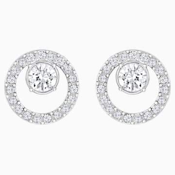 Swarovksi Creativity Circle Pierced Earrings, White, Rhodium plated