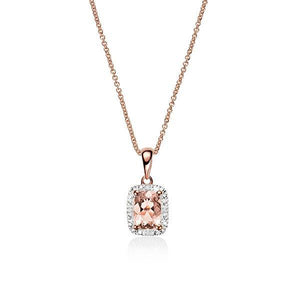 9Ct Rose Gold Morganite & Diamond Pendant