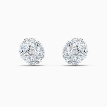 Swarovksi So Cool Stud Pierced Earrings, White, Rhodium plated