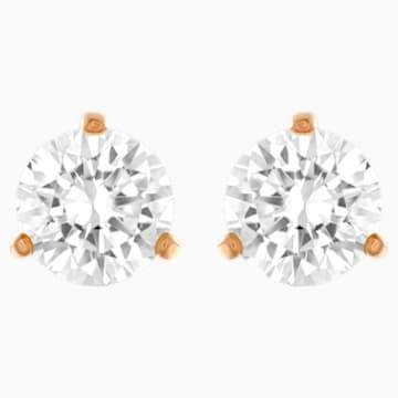 Swarovksi Solitaire Pierced Earrings, White, Rose-gold tone plated