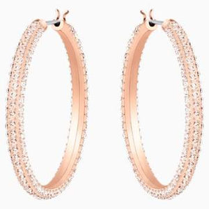 Swarovksi Stone Hoop Pierced Earrings, Pink, Rose-gold tone plated