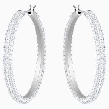 Swarovksi Stone Hoop Pierced Earrings, White, Rhodium plated