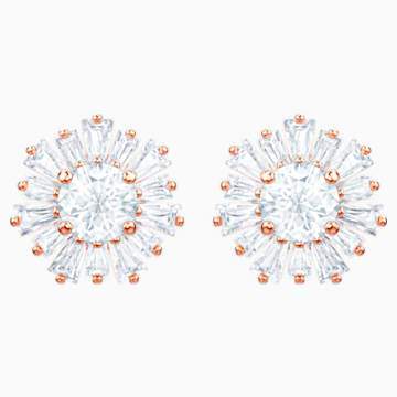 Swarovksi Sunshine Pierced Earrings, White, Rose-gold tone plated