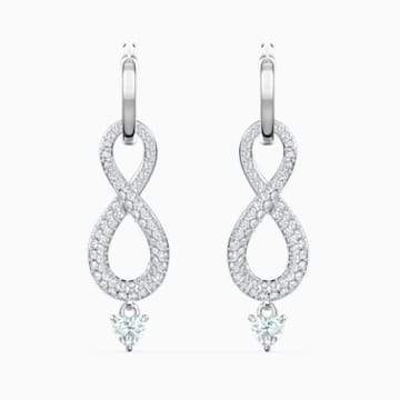 Swarovksi Swarovski Infinity Pierced Earrings, White, Rhodium plated