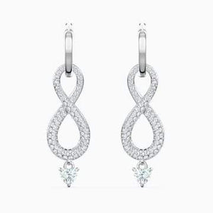 Swarovksi Swarovski Infinity Pierced Earrings, White, Rhodium plated