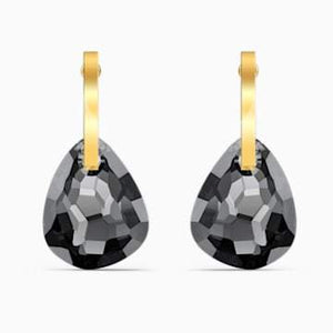 Swarovksi T Bar Pierced Earrings, Grey, Gold-tone plated