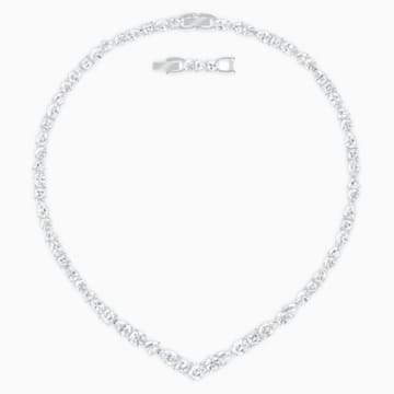 Swarovksi Tennis Deluxe Mixed V Necklace, White, Rhodium plated