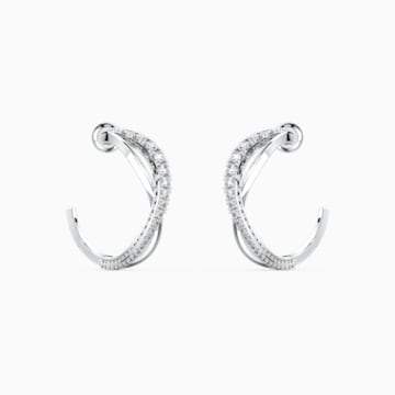 Swarovksi Twist Hoop Pierced Earrings, White, Rhodium plated